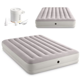 Dwuosobowy materac welurowy 152x203x30 cm z pompką elektryczną INTEX 64179