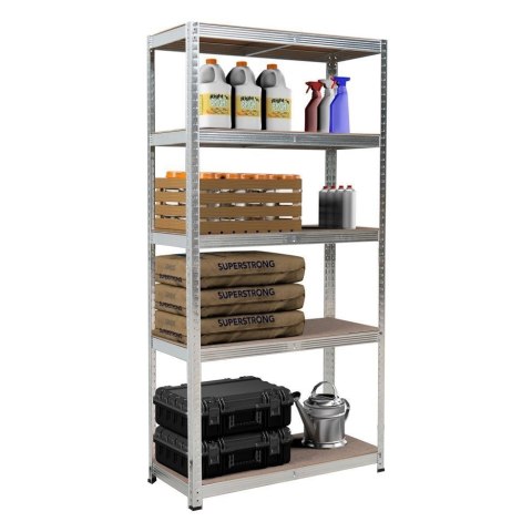 Regał magazynowy metalowy 2w1, 5 półek 150x75x30 cm