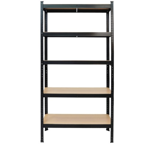 Regał magazynowy metalowy czarny 2w1 5 jasnych półek 180x90x40 cm