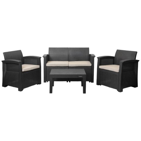 Zestaw mebli ogrodowych komplet technorattan sofa fotele stolik taras ogród