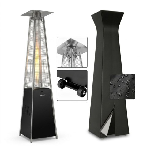 Duży parasol grzewczy tarasowy piramida 227 cm ogrzewacz kominek gazowy 13kW pokrowiec