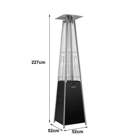 Duży parasol grzewczy tarasowy piramida 227 cm ogrzewacz kominek gazowy 13kW pokrowiec