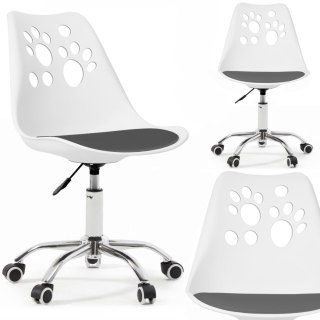 Ergonomiczny fotel obrotowy krzesło biurowe dla dzieci biało-szare