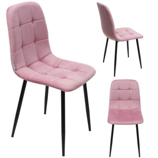 Krzesło tapicerowane welurowe do salonu jadalni velvet loft różowe