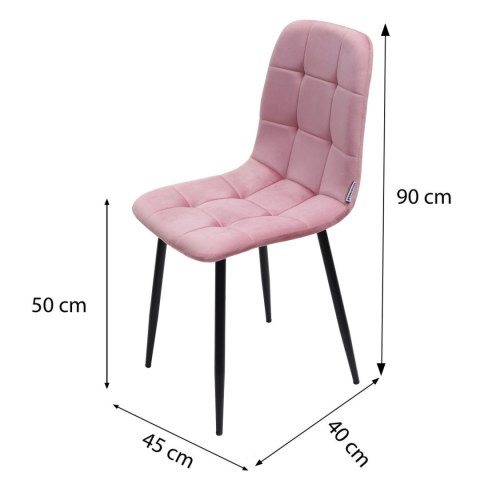 Krzesło tapicerowane welurowe do salonu jadalni velvet loft różowe