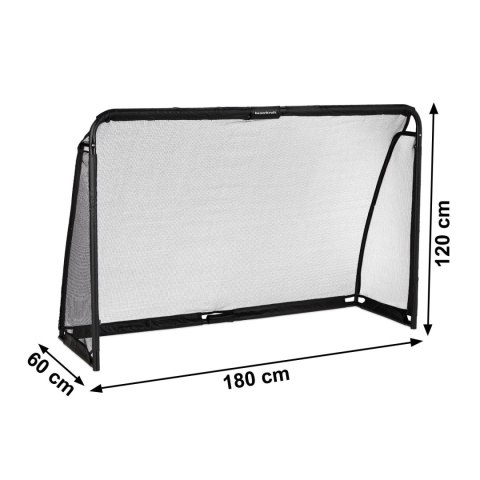 Metalowa bramka piłkarska z siatką treningową do gry w piłkę nożną 180x120x60 cm czarna