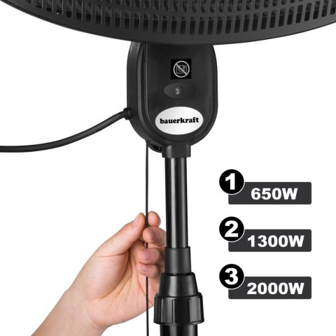 Parasol ogrzewacz elektryczny promiennik tarasowy stojący wiszący 2000W Bauerkraft