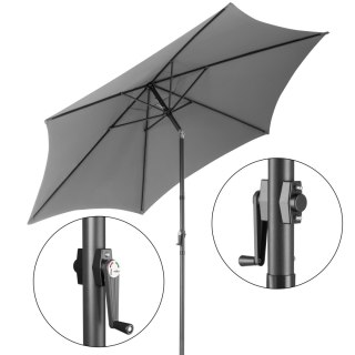 Składany parasol ogrodowy balkonowy regulowany 300 cm grafitowy 50UV Bauerkraft