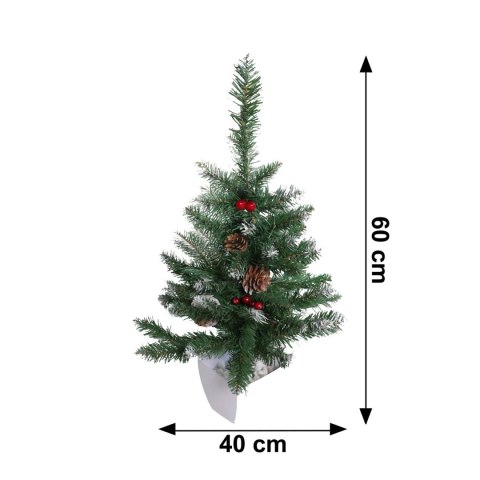 Choinka sztuczna w doniczce sosna ośnieżona 60 cm na biurko stroik
