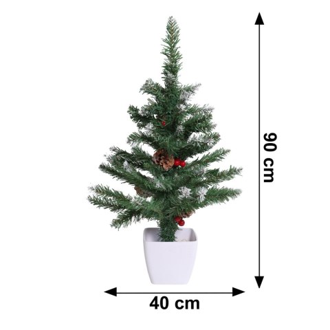 Choinka sztuczna w doniczce sosna ośnieżona 90 cm na biurko stroik