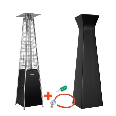 Duży parasol grzewczy tarasowy piramida 227 cm ogrzewacz kominek gazowy 13kW pokrowiec