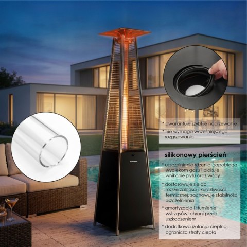 Duży parasol grzewczy tarasowy piramida 227 cm ogrzewacz kominek gazowy 13kW pokrowiec