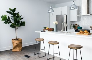 HOKER BAROWY VERO, DREWNIANY, METALOWY, 74 CM, LOFT, NATURALNY, CZARNY
