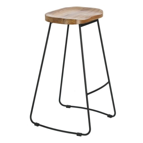 HOKER BAROWY VERO, DREWNIANY, METALOWY, 74 CM, LOFT, NATURALNY, CZARNY