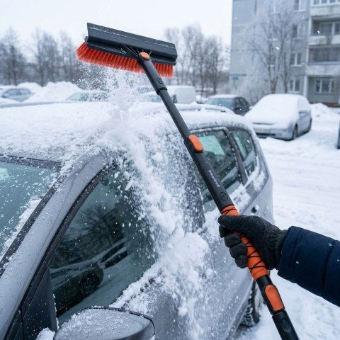 Zestaw samochodowy 3w1 na lód śnieg teleskopowa łopata skrobaczka zmiotka