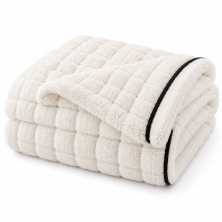 Koc pluszowy kratka SHP ROYAL 200x150 biały