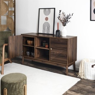 KOMODA NOCELLO, 120 CM, ORZECH, RYFLOWANA, DO SALONU, SYPIALNI, NA NÓŻKACH