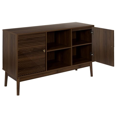 KOMODA NOCELLO, 120 CM, ORZECH, RYFLOWANA, DO SALONU, SYPIALNI, NA NÓŻKACH