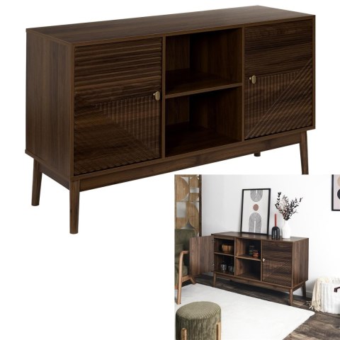 KOMODA NOCELLO, 120 CM, ORZECH, RYFLOWANA, DO SALONU, SYPIALNI, NA NÓŻKACH