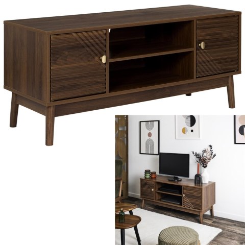 SZAFKA RTV NOCELLO 120 CM, ORZECH CIEMNY, FREZOWANY FRONT, POD TELEWIZOR