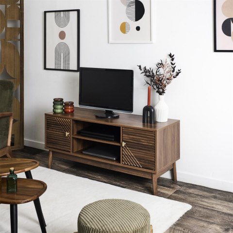 SZAFKA RTV NOCELLO 120 CM, ORZECH CIEMNY, FREZOWANY FRONT, POD TELEWIZOR