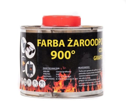 Farba 5L Kominkowa Lakier Żaroodporna do Kominków Czarna Trwała 900c