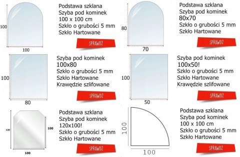 PODSTAWA SZKLANA POD KOMINEK PIEC, IGNIS, 100X50 CM, 5MM, CZARNA, HARTOWANA