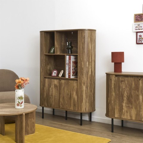REGAŁ NA KSIĄŻKI NORDVIK, DO SALONU, SZAFKA, PÓŁKA, LOFT, DĄB, 100 CM, 5