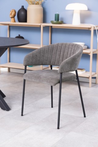 KRZESŁO BELLISSIMA, SZARE, TAPICEROWANE, DO JADALNI, SALON, GLAMOUR, CZARNE