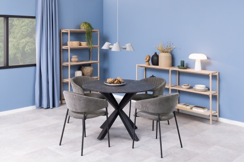 KRZESŁO BELLISSIMA, SZARE, TAPICEROWANE, DO JADALNI, SALON, GLAMOUR, CZARNE