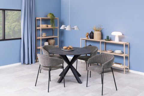 KRZESŁO BELLISSIMA, SZARE, TAPICEROWANE, DO JADALNI, SALON, GLAMOUR, CZARNE