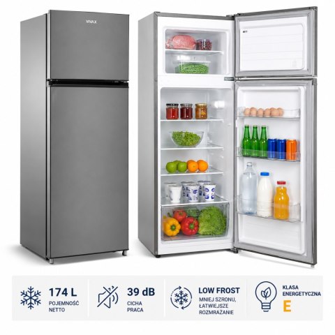 Lodówka Wolnostojąca 143 cm 204L INOX Chłodziarko Zamrażarka Vivax DD-207