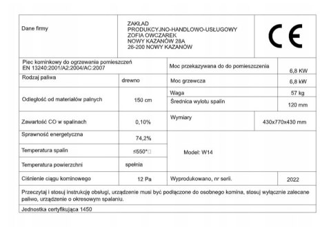 Piec Stalowy 6,8 kWh LEO Koza Kominek Wolnostojący Do Salonu EkoProjekt