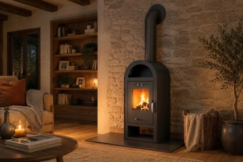 Piec Stalowy Hestia 7,5 kW Wolnostojący Kominek do Salonu Certyfikat ECO