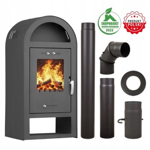 Piec Stalowy Hestia 7,5 kW + Zestaw Rur Wolnostojący Kominek do Salonu Certyfikat ECO
