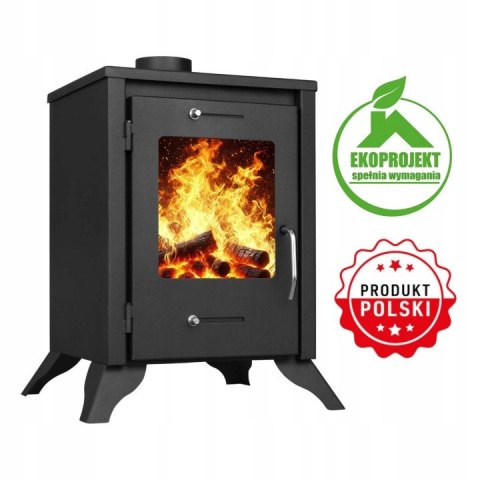 Piec Stalowy ZEFIR 6,8 kW + Zestaw Rur Kominek Wolnostojący do Salonu Certyfikat ECO UE