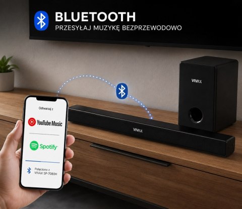 Soundbar + Subwoofer VIVAX 70W 2.1 Bluetooth HDMI ARC OPTYCZNY PILOT