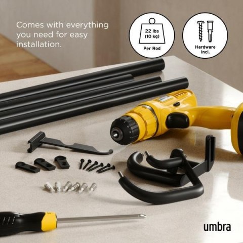 UMBRA karnisz TWILIGHT DOUBLE 76 - 213 cm czarny mat