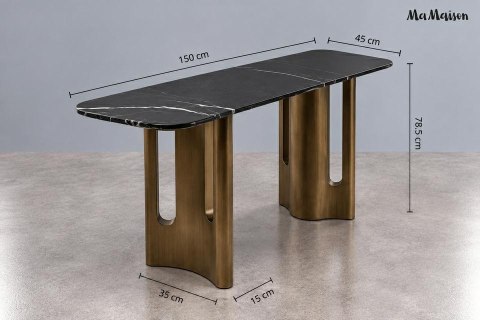 KONSOLA LUSSUOSO, STÓŁ, CZARNY, 150 CM, LOFT, DO SALONU, STOLIK, ZŁOTA