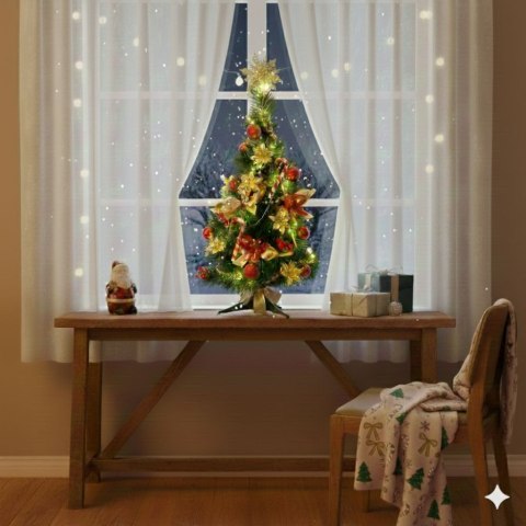 CHOINKA ŚWIĄTECZNA UBRANA NOËLLY, 70CM, ŚWIATEŁKA, GOTOWA, PRODUKCJA POLSKA