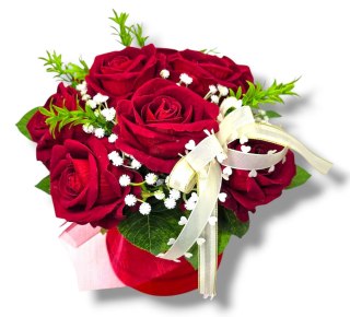 LUKSUSOWY FLOWERBOX CZERWONE RÓŻE W PUDEŁKU NA DZIEŃ MATKI URODZINY IMIENINY