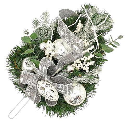 STROIK ŚWIĄTECZNY BIAŁY LUMINOVA, NA DRZWI, ŚCIANĘ, WISZĄCA CHOINKA, 60CM