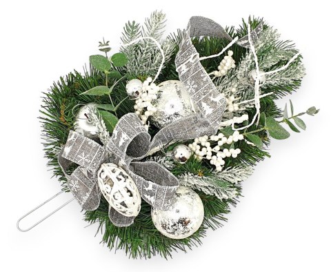 STROIK ŚWIĄTECZNY BIAŁY LUMINOVA, NA DRZWI, ŚCIANĘ, WISZĄCA CHOINKA, 60CM