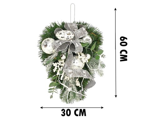 STROIK ŚWIĄTECZNY BIAŁY LUMINOVA, NA DRZWI, ŚCIANĘ, WISZĄCA CHOINKA, 60CM