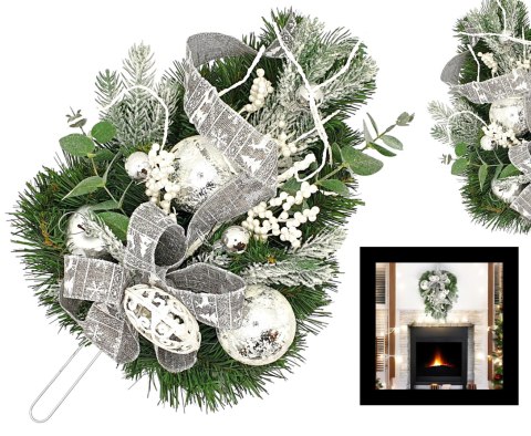 STROIK ŚWIĄTECZNY BIAŁY LUMINOVA, NA DRZWI, ŚCIANĘ, WISZĄCA CHOINKA, 60CM