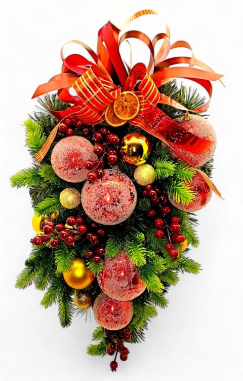 STROIK ŚWIĄTECZNY NOËLLY, CHOINKA NA ŚCIANĘ, DRZWI, XXL, 70CM, UBRANA
