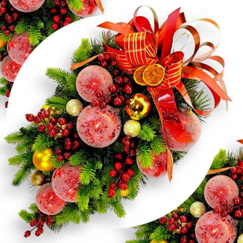 STROIK ŚWIĄTECZNY NOËLLY, CHOINKA NA ŚCIANĘ, DRZWI, XXL, 70CM, UBRANA