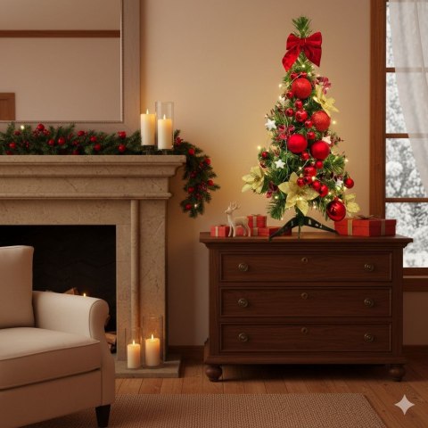 CHOINKA UBRANA NOELITA, 70CM, ŚWIATEŁKA LED, RĘCZNIE ROBIONA