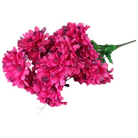 Różowy Bukiet Sztucznych Chryzantem z Trawką - Dekoracja na Wszystkich Świętych, 56 cm