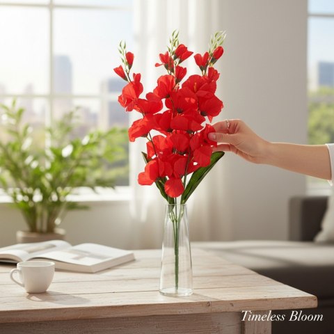 BUKIET 5 GAŁĄZEK MIECZYKÓW żółty GLADIOLA 67 cm